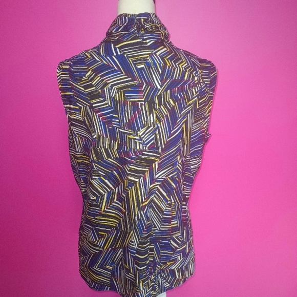 Evan Picone Ladies Striped Split Front Tie Summer Blouse (Size Large) - Picture 4 of 8